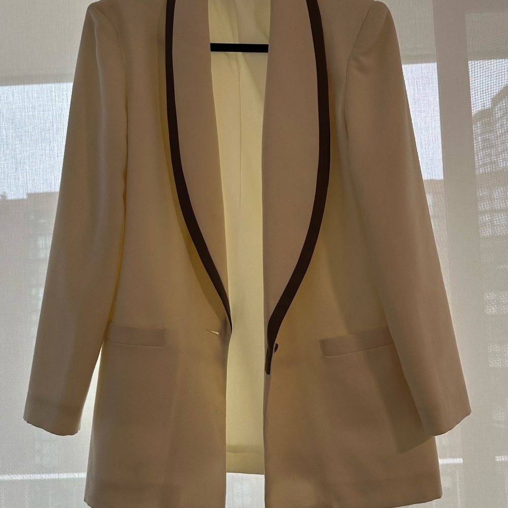 TanJay Cream Blazer with Brown Accents